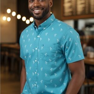 IZOD Button-Down Shirt Mens 2XLT B&T Short Sleeve Cotton Polyester Casual NWT